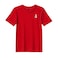 BYFT Threads Medium Red Polycotton T-Shirt - Christmas "Classic Snowman with Red Scarf" Embroidered Design, Premium Holiday Collection