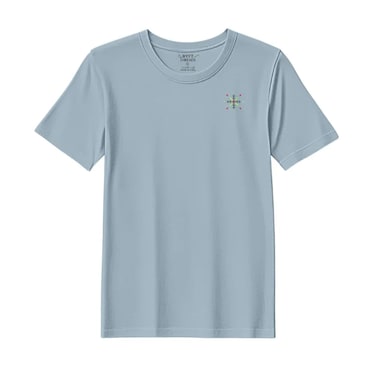 BYFT Threads Medium Baby Blue Polycotton T-Shirt - Christmas "Diamond Snowflake" Embroidered Design, Premium Holiday Collection