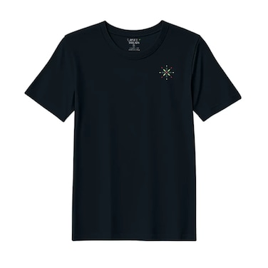 BYFT Threads XL Black Polycotton T-Shirt - Christmas "Diamond Snowflake" Embroidered Design, Premium Holiday Collection
