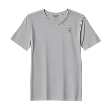 BYFT Threads XXL Grey Polycotton T-Shirt - Christmas "Diamond Snowflake" Embroidered Design, Premium Holiday Collection