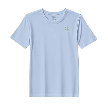 BYFT Threads XL Sky Blue Polycotton T-Shirt - Christmas "Diamond Snowflake" Embroidered Design, Premium Holiday Collection