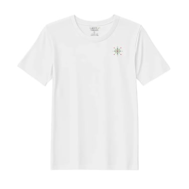 BYFT Threads XXL White Polycotton T-Shirt - Christmas "Diamond Snowflake" Embroidered Design, Premium Holiday Collection