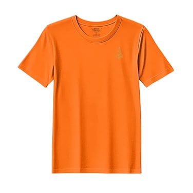 BYFT Threads XL Orange Polycotton T-Shirt - Christmas "Elegant Loop Christmas Tree" Embroidered Design, Premium Holiday Collection