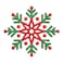 BYFT Threads Large Pomegranate Polycotton T-Shirt - Christmas "Festive Red &amp; Green Snowflake" Embroidered Design, Premium Holiday Collection