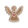 BYFT Threads Large Beige Polycotton T-Shirt - Christmas "Gingerbread Angel Cookie" Embroidered Design, Premium Holiday Collection