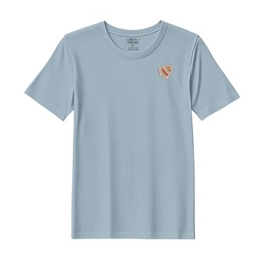 BYFT Threads Medium Baby Blue Polycotton T-Shirt - Christmas "Gingerbread Bell Cookie" Embroidered Design, Premium Holiday Collection