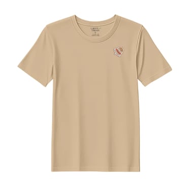 BYFT Threads Large Beige Polycotton T-Shirt - Christmas "Gingerbread Bell Cookie" Embroidered Design, Premium Holiday Collection