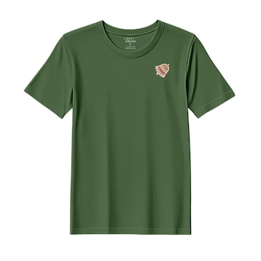 BYFT Threads Large Forest ELF Green Polycotton T-Shirt - Christmas "Gingerbread Bell Cookie" Embroidered Design, Premium Holiday Collection