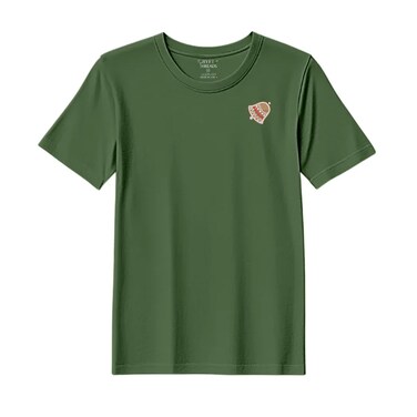BYFT Threads XL Forest ELF Green Polycotton T-Shirt - Christmas "Gingerbread Bell Cookie" Embroidered Design, Premium Holiday Collection
