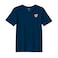 BYFT Threads Large Navy Blue Polycotton T-Shirt - Christmas "Gingerbread Bell Cookie" Embroidered Design, Premium Holiday Collection