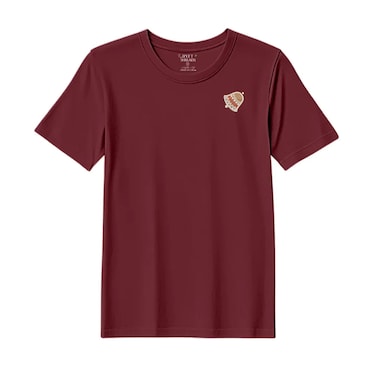 BYFT Threads Medium Pomegranate Polycotton T-Shirt - Christmas "Gingerbread Bell Cookie" Embroidered Design, Premium Holiday Collection