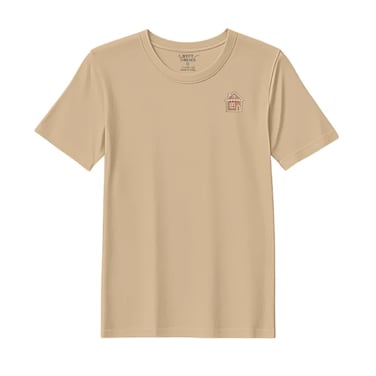 BYFT Threads XXL Beige Polycotton T-Shirt - Christmas "Gingerbread House Cookie" Embroidered Design, Premium Holiday Collection
