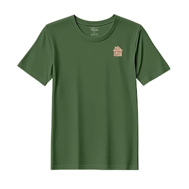 BYFT Threads XL Forest ELF Green Polycotton T-Shirt - Christmas "Gingerbread House Cookie" Embroidered Design, Premium Holiday Collection