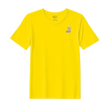 BYFT Threads Large Yellow Polycotton T-Shirt - Christmas "Gingerbread Stocking Cookie" Embroidered Design, Premium Holiday Collection