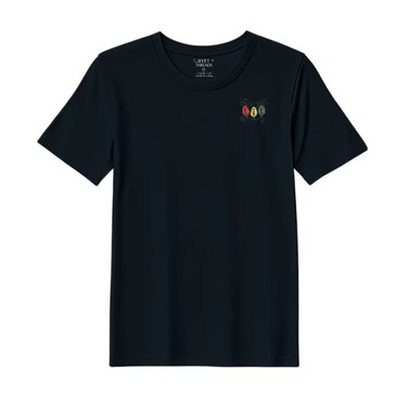 BYFT Threads Medium Black Polycotton T-Shirt - Christmas "Lets Get Lit Christmas Lights" Embroidered Design, Premium Holiday Collection