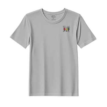 BYFT Threads XL Grey Polycotton T-Shirt - Christmas "Lets Get Lit Christmas Lights" Embroidered Design, Premium Holiday Collection
