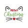 BYFT Threads XL Grey Polycotton T-Shirt - Christmas "Meowy Christmas Cat" Embroidered Design, Premium Holiday Collection
