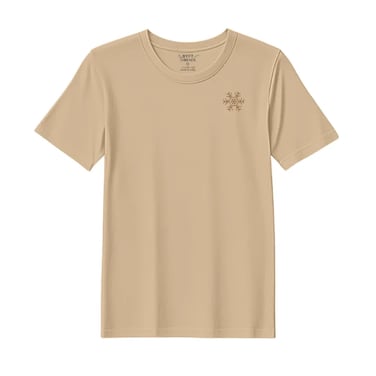 BYFT Threads XL Beige Polycotton T-Shirt - Christmas "Minimal Snowflake Line" Embroidered Design, Premium Holiday Collection