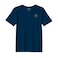 BYFT Threads Medium Navy Blue Polycotton T-Shirt - Christmas "Minimal Snowflake Line" Embroidered Design, Premium Holiday Collection