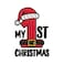 BYFT Threads Medium Beige Polycotton T-Shirt - Christmas "My 1st Christmas" Embroidered Design, Premium Holiday Collection