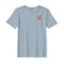 BYFT Threads Medium Baby Blue Polycotton T-Shirt - Christmas "Peeking Reindeer" Embroidered Design, Premium Holiday Collection