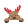 BYFT Threads XXL Grey Polycotton T-Shirt - Christmas "Peeking Reindeer" Embroidered Design, Premium Holiday Collection