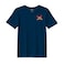 BYFT Threads Large Navy Blue Polycotton T-Shirt - Christmas "Peeking Reindeer" Embroidered Design, Premium Holiday Collection