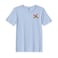 BYFT Threads Medium Sky Blue Polycotton T-Shirt - Christmas "Peeking Reindeer" Embroidered Design, Premium Holiday Collection
