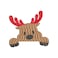 BYFT Threads XL Sky Blue Polycotton T-Shirt - Christmas "Peeking Reindeer" Embroidered Design, Premium Holiday Collection