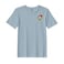 BYFT Threads Medium Baby Blue Polycotton T-Shirt - Christmas "Penguin Gift Box" Embroidered Design, Premium Holiday Collection