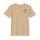 BYFT Threads Medium Beige Polycotton T-Shirt - Christmas "Penguin Gift Box" Embroidered Design, Premium Holiday Collection