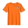 BYFT Threads Large Orange Polycotton T-Shirt - Christmas "Penguin Gift Box" Embroidered Design, Premium Holiday Collection