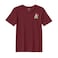 BYFT Threads XL Pomegranate Polycotton T-Shirt - Christmas "Penguin Gift Box" Embroidered Design, Premium Holiday Collection