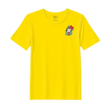 BYFT Threads XXL Yellow Polycotton T-Shirt - Christmas "Penguin Gift Box" Embroidered Design, Premium Holiday Collection