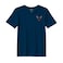 BYFT Threads Large Navy Blue Polycotton T-Shirt - Christmas "Reindeer Face" Embroidered Design, Premium Holiday Collection