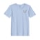BYFT Threads Large Sky Blue Polycotton T-Shirt - Christmas "Reindeer Face" Embroidered Design, Premium Holiday Collection