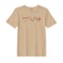 BYFT Threads Large Beige Polycotton T-Shirt - Christmas "Reindeer Face Trio" Embroidered Design, Premium Holiday Collection