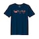 BYFT Threads Large Navy Blue Polycotton T-Shirt - Christmas "Reindeer Face Trio" Embroidered Design, Premium Holiday Collection