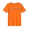 BYFT Threads Large Orange Polycotton T-Shirt - Christmas "Reindeer Face Trio" Embroidered Design, Premium Holiday Collection
