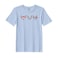 BYFT Threads Medium Sky Blue Polycotton T-Shirt - Christmas "Reindeer Face Trio" Embroidered Design, Premium Holiday Collection