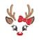BYFT Threads Medium Baby Blue Polycotton T-Shirt - Christmas "Reindeer Face with Bow" Embroidered Design, Premium Holiday Collection