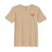 BYFT Threads XL Beige Polycotton T-Shirt - Christmas "Reindeer Face with Bow" Embroidered Design, Premium Holiday Collection