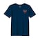 BYFT Threads XXL Navy Blue Polycotton T-Shirt - Christmas "Reindeer Face with Bow" Embroidered Design, Premium Holiday Collection