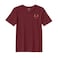 BYFT Threads Medium Pomegranate Polycotton T-Shirt - Christmas "Reindeer Face with Bow" Embroidered Design, Premium Holiday Collection