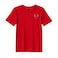 BYFT Threads XL Red Polycotton T-Shirt - Christmas "Reindeer Face with Bow" Embroidered Design, Premium Holiday Collection
