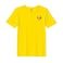 BYFT Threads Large Yellow Polycotton T-Shirt - Christmas "Reindeer Face with Bow" Embroidered Design, Premium Holiday Collection
