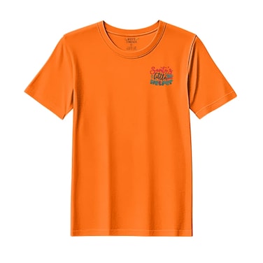 BYFT Threads XL Orange Polycotton T-Shirt - Christmas "Santas Little Helper" Embroidered Design, Premium Holiday Collection