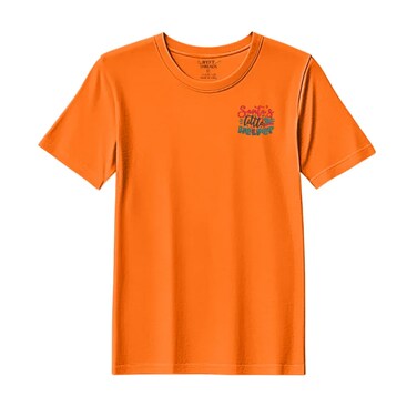 BYFT Threads XXL Orange Polycotton T-Shirt - Christmas "Santas Little Helper" Embroidered Design, Premium Holiday Collection