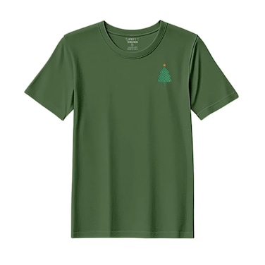 BYFT Threads XXL Forest ELF Green Polycotton T-Shirt - Christmas "Simple Christmas Tree with Star" Embroidered Design, Premium Holiday Collection