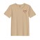 BYFT Threads Medium Beige Polycotton T-Shirt - Christmas "Sleeping Reindeer Face" Embroidered Design, Premium Holiday Collection